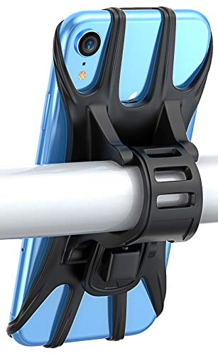 Bovon Soporte Movil Bicicleta, Soporte Universal Manillar de Silicona para Bicicleta de montaña y Motocicleta, Soporte Movil Moto Compatible con iPhone 11 Pro/11/XR/X/XS, Samsung S9 y 4.5"-6.5" Movil