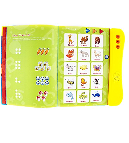 Boxiki kids Libro de Sonidos del Abecedario en Inglés Juguete Educativo. Actividades para el Aprendizaje de Letras, Palabras, Números, Formas, Colores y Animales para Niños Pequeños
