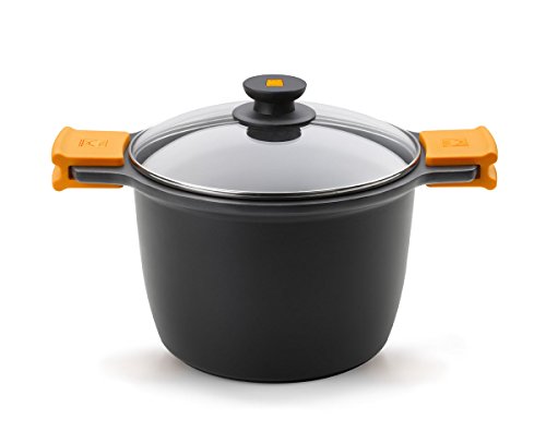 BRA Efficient Olla Alta con Tapa de Cristal y Asas de Silicona, 6.8 litros, 24 cm + Efficient Cacerola Baja con Tapa de Cristal y Asas de Silicona, 28 cm,con Antiadherente Teflon Platinum Plus