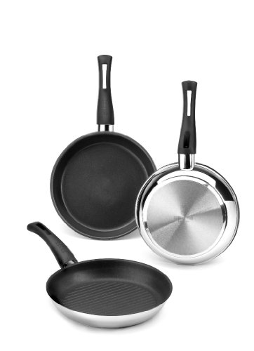 BRA Elite - Sartén Grill asador, 28 cm, Acero Inoxidable 18/10, con Antiadherente Teflon Platinum Plus