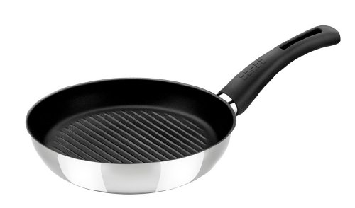 BRA Elite - Sartén Grill asador, 28 cm, Acero Inoxidable 18/10, con Antiadherente Teflon Platinum Plus