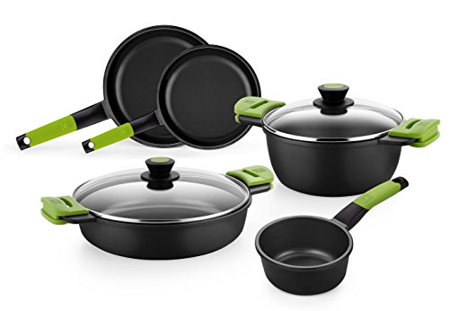 Bra Prior -  Batería de cocina 5 piezas de aluminio fundido con antiadherente sin PFOA. Apta para todo tipo de cocinas (Incluida inducción)