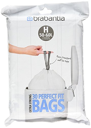 Brabantia - Bolsas de basura (tamaño H, 50-60 L, 30 unidades), paquete de 6