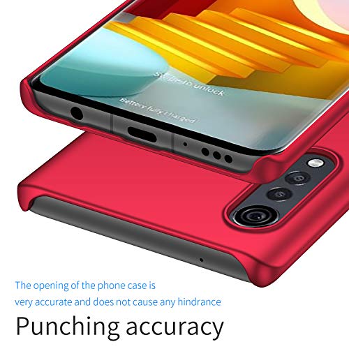 BRAND SET Funda para LG Velvet Ultra Slim Anti-Rasguño y Resistente Huellas Dactilares Totalmente Protectora Caso de Plástico Duro Cover para LG Velvet-Rojo