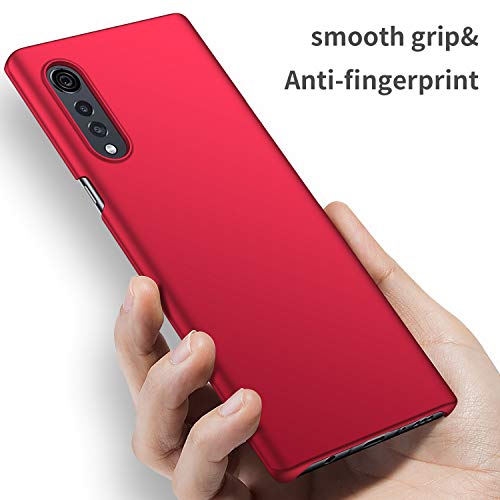 BRAND SET Funda para LG Velvet Ultra Slim Anti-Rasguño y Resistente Huellas Dactilares Totalmente Protectora Caso de Plástico Duro Cover para LG Velvet-Rojo
