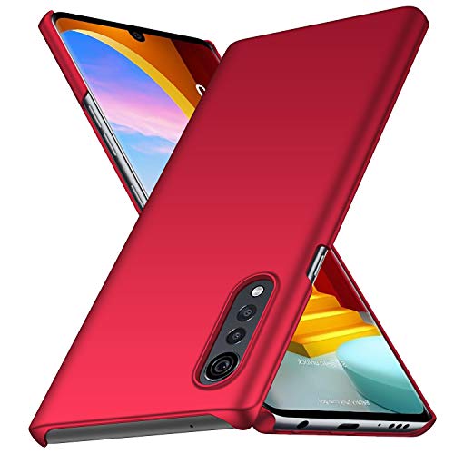 BRAND SET Funda para LG Velvet Ultra Slim Anti-Rasguño y Resistente Huellas Dactilares Totalmente Protectora Caso de Plástico Duro Cover para LG Velvet-Rojo
