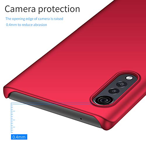 BRAND SET Funda para LG Velvet Ultra Slim Anti-Rasguño y Resistente Huellas Dactilares Totalmente Protectora Caso de Plástico Duro Cover para LG Velvet-Rojo