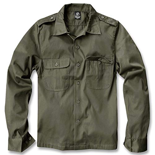 Brandit US Hemd Langarm Camisa, Olive, M para Hombre