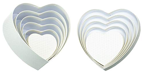Brandsseller - Caja de regalo con forma de corazón (6 unidades, cartón resistente), color blanco
