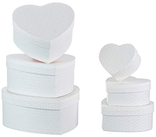 Brandsseller - Caja de regalo con forma de corazón (6 unidades, cartón resistente), color blanco