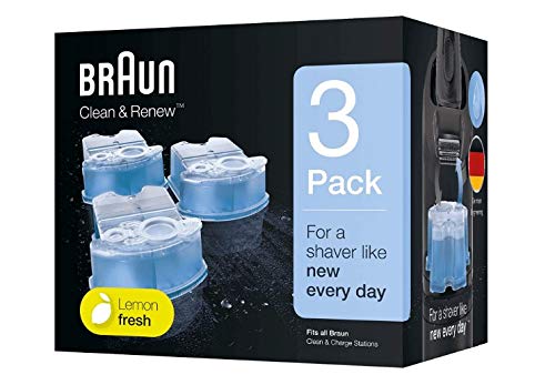 Braun Clean&Renew Cartuchos de recarga para afeitadora eléctrica hombre, 3 unidades, compatibles con todos los centros SmartCare Y Clean&Charge
