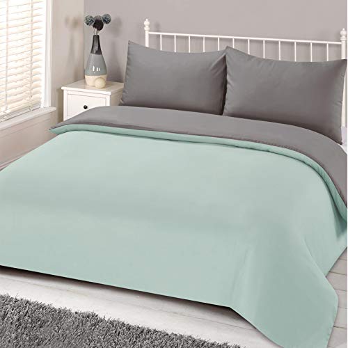 Brentfords Fundas nórdicas, 100% poliéster, Microfibra Suave, Verde Menta Plata Gris, Matrimonio Grande