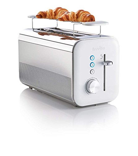 Breville Tostador High Gloss de doble rebanada larga VTT688X, 1650 W, Metal, 2 Ranuras, Blanco
