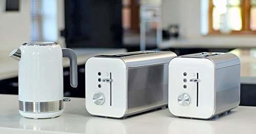Breville Tostador High Gloss de doble rebanada larga VTT688X, 1650 W, Metal, 2 Ranuras, Blanco