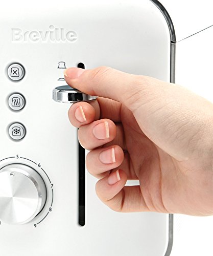 Breville Tostador High Gloss de doble rebanada larga VTT688X, 1650 W, Metal, 2 Ranuras, Blanco