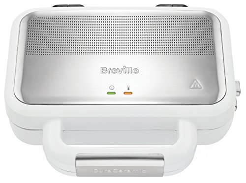 Breville VST074X DuraCeramic - Sandwichera con revestimiento, 850 W, acero inoxidable, platos desmontables, Color Blanco + vst079 Waffle platos