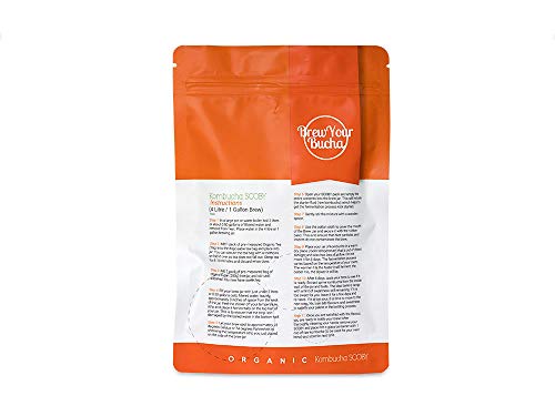 Brew Your Bucha Kombucha SCOBY with Starter Fluid. SCOBY Grown with Organic Sugar & Certified Organic Black Yunnan Gold Tea (2 SCOBY)