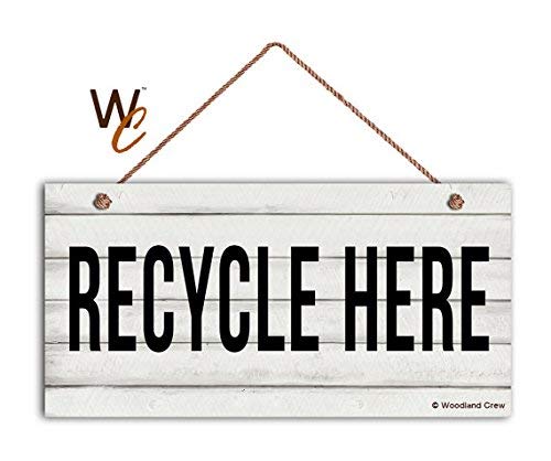 BridgetWhy50 Cartel de Reciclaje aquí, Letrero de Restaurante, decoración rústica, Cartel de 12,7 x 25,4 cm, señal de cafetería o Cena, Tienda