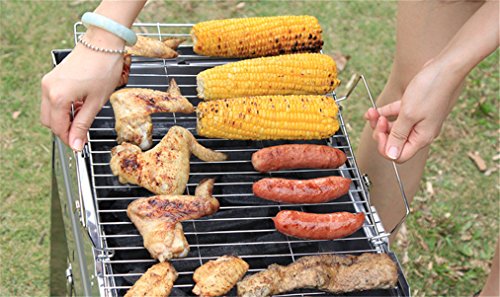 BrilliantDay Barbacoa Acero inoxidable – Parrilla de 47.5 x 25 cm Calidad varillas de acero inoxidable estable & pesada