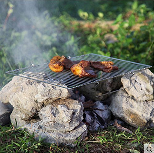 BrilliantDay Barbacoa Acero inoxidable – Parrilla de 47.5 x 25 cm Calidad varillas de acero inoxidable estable & pesada