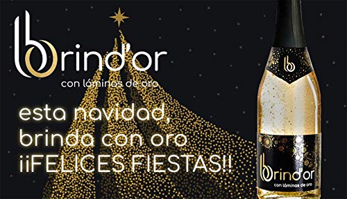 Brindor El Mejor Vino con Láminas de Oro de 22 kilates para Regalar Vino tipo Espumoso sin ser Cava pero con Espectacular presentación Gracias a sus láminas de Oro Botella 750ml