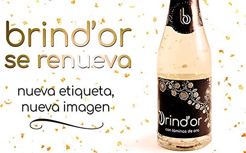 Brindor El Mejor Vino con Láminas de Oro de 22 kilates para Regalar Vino tipo Espumoso sin ser Cava pero con Espectacular presentación Gracias a sus láminas de Oro Botella 750ml