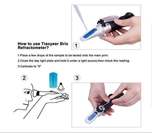 Brix Refractometer con ATC Refractómetro Digital de Mano para Homebrew Wort Cerveza Vino Fruta Azúcar, Gravedad Especial de Escala Doble 1.000-1.130 y Brix 0-32% (Negro)