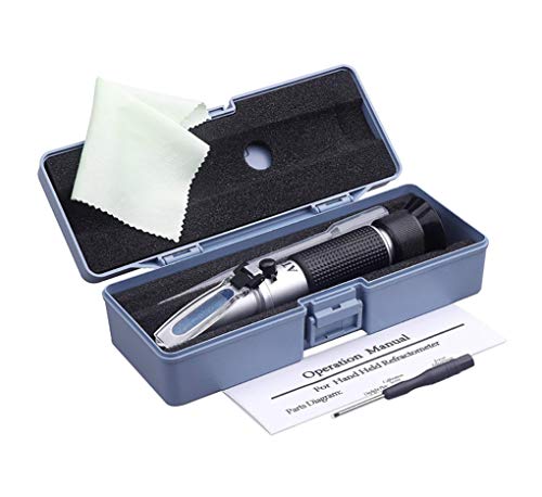 Brix Refractometer con ATC Refractómetro Digital de Mano para Homebrew Wort Cerveza Vino Fruta Azúcar, Gravedad Especial de Escala Doble 1.000-1.130 y Brix 0-32% (Negro)