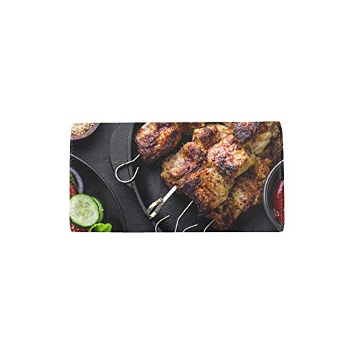 Brochetas de Carne a la Parrilla Personalizadas únicas Shish Kebab Mujeres sanas Monedero Triple Monedero Largo Portatarjetas de crédito Estuche Bolso