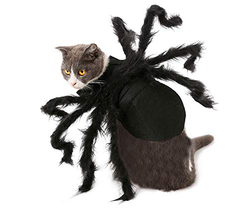 BRONG - Disfraz de Halloween para gatos y perros pequeños, diseño de araña, ajustable, para Halloween, cosplay, decoración de fiesta (S)