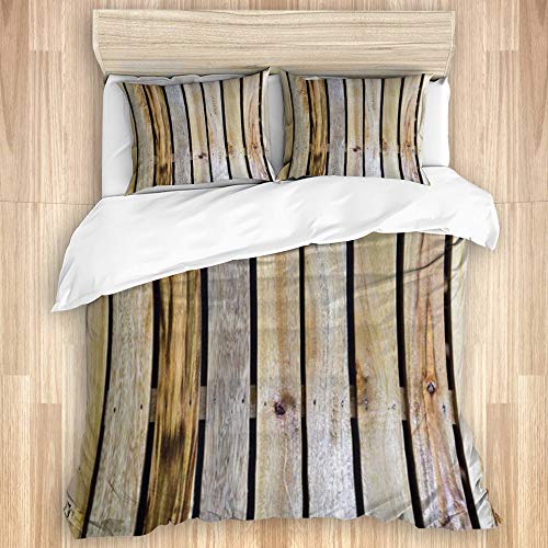 BROWCIN-Funda nórdica con 2 Fundas de Almohada,Madera rústica Vintage Cerca del país Áspero Casa Rural Cabaña Pueblo Madre Tierra Naturaleza,220 x 240 cm