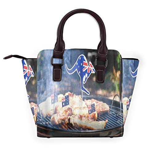 BROWCIN Hombre australiano icónico de la barbacoa que cocina chuletas salchichas y filete Desmontable Moda Tendencia Bolso de las señoras Bolso de hombro