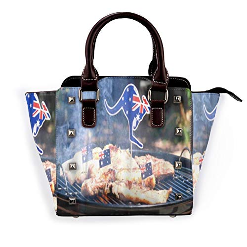 BROWCIN Hombre australiano icónico de la barbacoa que cocina chuletas salchichas y filete Desmontable Moda Tendencia Bolso de las señoras Bolso de hombro