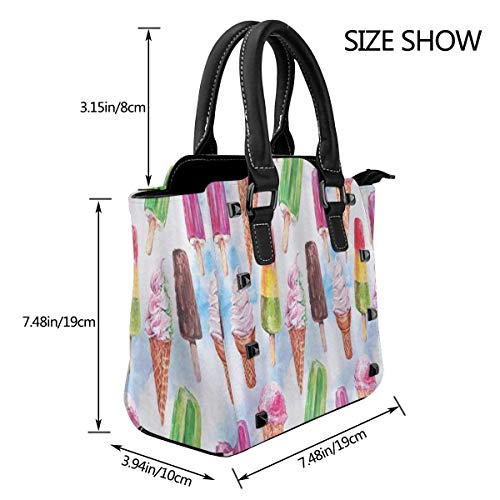 BROWCIN Motivo de helado tipo exótico surrealista con sabor a kiwi y frambuesa Pantalla colorida Desmontable Moda Tendencia Bolso de las señoras Bolso de hombro