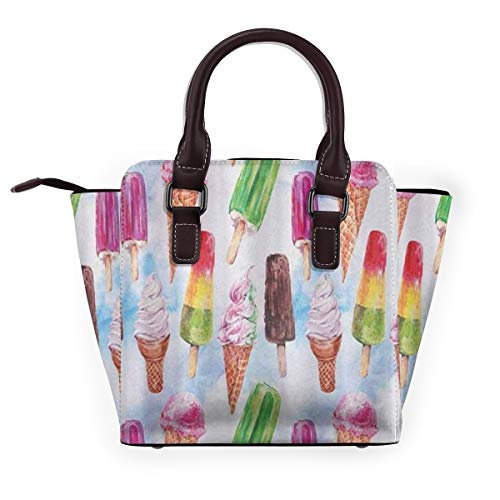 BROWCIN Motivo de helado tipo exótico surrealista con sabor a kiwi y frambuesa Pantalla colorida Desmontable Moda Tendencia Bolso de las señoras Bolso de hombro