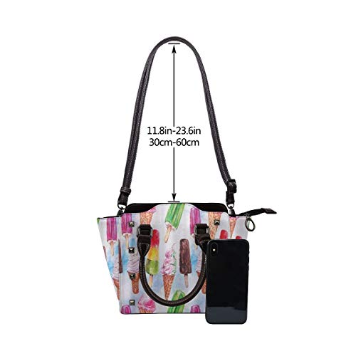 BROWCIN Motivo de helado tipo exótico surrealista con sabor a kiwi y frambuesa Pantalla colorida Desmontable Moda Tendencia Bolso de las señoras Bolso de hombro