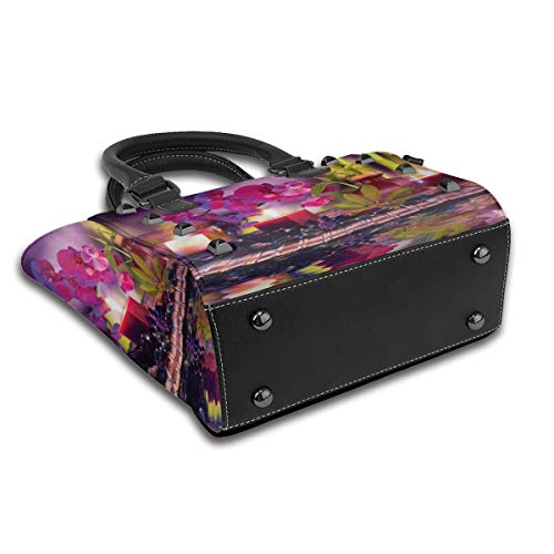 BROWCIN Spa Composición violeta Velas Aceite Orquídeas y bambú sobre agua Hojas naturales Impresión de imagen Desmontable Moda Tendencia Bolso de las señoras Bolso de hombro