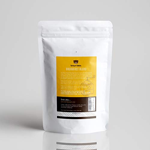 Brown Bear Desayuno Breakfast Blend, Café En Grano, Tostado Suave, 227 g Light Roast Coffee Beans, 5% de las ventas fue donado a Free the Bears Charity
