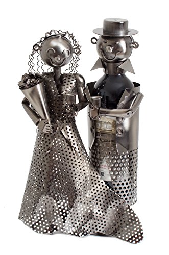 Brubaker - Botellero, diseño de escultura de metal con pareja de novios