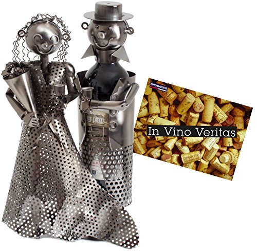 Brubaker - Botellero, diseño de escultura de metal con pareja de novios
