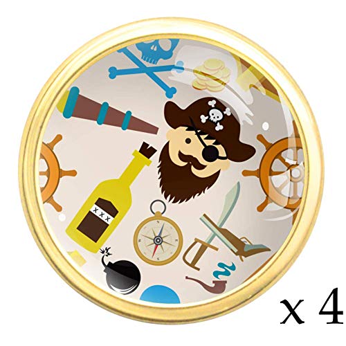 Brújula pirata de dibujos animados Tiradores de metal para cajones de cocina de metal dorado Tirador de puerta Tiradores para muebles con tornillos Tiradores de hardware para guardarropa 32mm
