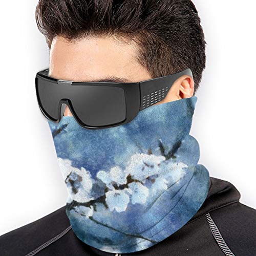 Brunch de árbol con flores blancas Máscaras faciales de moto, cubierta de pasamontañas, bufanda, escudo, tela lavable, cara decorativa para mujeres, hombres, unisex