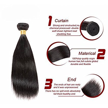 Brzailian Cabello virgen lacio 100% cabello humano, mechones de cabello sin procesar, trama de color natural 10 "-36"