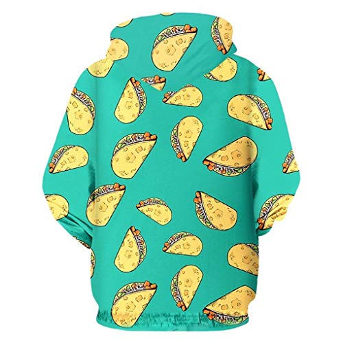 Bsrale Verde Sudaderas Hombres Mujeres Divertido Imprimir La Hamburguesa 3D Sudaderas con Capucha Unisex AlbóNdigas Hiphop Punk Sudadera 6XL Hamburger Dumplings XXL