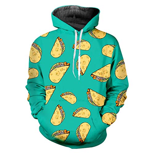 Bsrale Verde Sudaderas Hombres Mujeres Divertido Imprimir La Hamburguesa 3D Sudaderas con Capucha Unisex AlbóNdigas Hiphop Punk Sudadera 6XL Hamburger Dumplings XXL