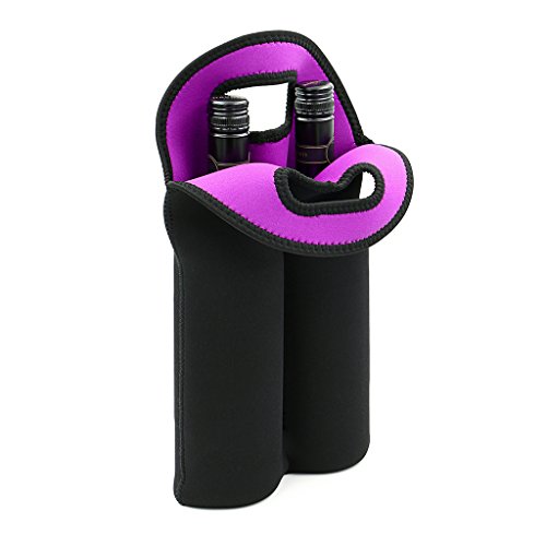 BTSKY double-bottle aislado neopreno vino botella de champán bolsa Carrier Botella de latas de cerveza agua bebidas bolsa bolsa Negro
