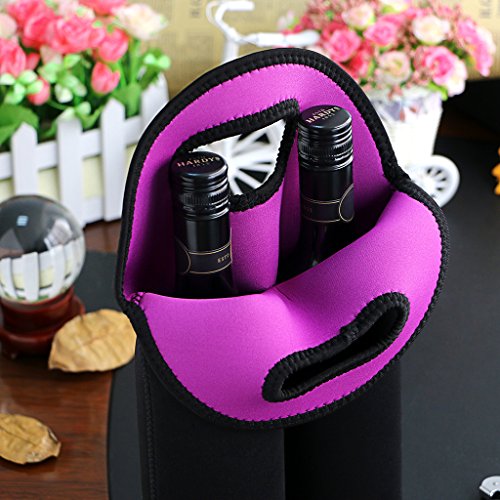 BTSKY double-bottle aislado neopreno vino botella de champán bolsa Carrier Botella de latas de cerveza agua bebidas bolsa bolsa Negro