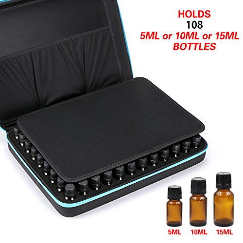 BTSKY Estuche Funda Transporte Aceites Esenciales con 108 Botellas Impermeable de Goma EVA Gran Capacidad con Asa Transporte para Aceite Esencial o Esmalte de Uñas (Aceite esencial no incluido)