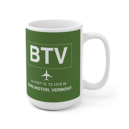 BTV Burlington Vermont - Taza de café (aeropuerto internacional)