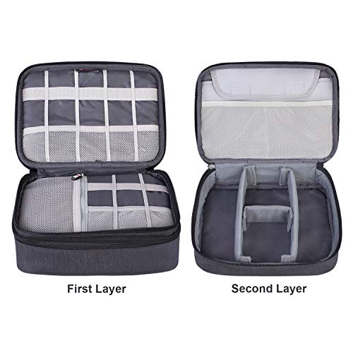 BUBM Estuche para Eléctricas Organizador de Accesesorio Bolsa de Viaje para Cables Cargador,Gadget de Memoria USB Bolsillo para iPad Mini(Mediado, Negro)